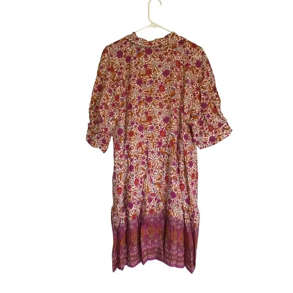 Natural Life Women's Pink Becca Floral Boho Tiered Mini Dress Size XL NWT - Picture 3 of 8